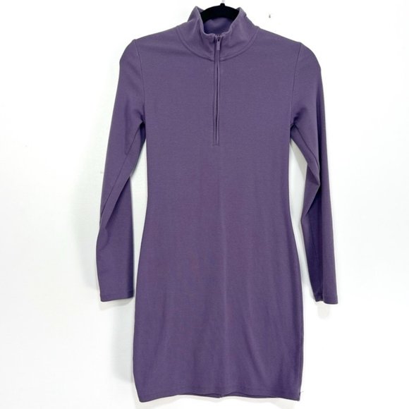 Sunday Best Half-Zip Long Sleeve Mockneck Midi Dress - Picture 1 of 6